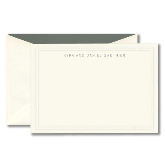 Embossed Mission Bordered Ecru Flat Correspondence Cards